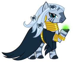 Size: 5562x4683 | Tagged: safe, artist:3luk, zecora, zebra, .svg available, absurd resolution, cape, clothes, female, glowing hooves, looking at you, nightmare night, raised hoof, simple background, solo, transparent background, vector