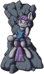 Size: 1244x2078 | Tagged: dead source, safe, artist:itresad, maud pie, earth pony, pony, clothes, eyeshadow, female, looking at you, makeup, mare, sitting, solo, throne, throne slouch