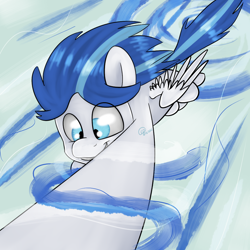 Size: 1000x1000 | Tagged: safe, artist:chibadeer, oc, oc only, oc:rainy, pegasus, pony, flying, male, solo, stallion