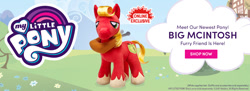 Size: 960x350 | Tagged: safe, big macintosh, earth pony, pony, build-a-bear, horse collar, irl, male, my little pony logo, photo, plushie, solo, stallion, unshorn fetlocks