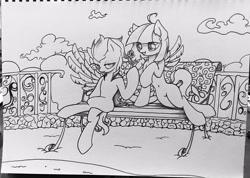 Size: 3897x2776 | Tagged: safe, artist:adetuddymax, oc, oc only, pegasus, pony, female, flower, rose, traditional art