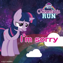 Size: 1375x1375 | Tagged: safe, twilight sparkle, pony, unicorn, cancelled, chinese, friendship run, name translation, solo, sorry