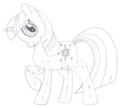 Size: 1232x1094 | Tagged: safe, artist:aafh, twilight sparkle, monochrome, solo, traditional art