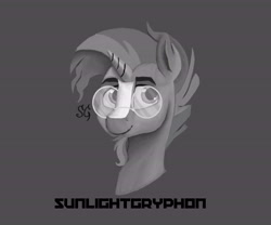 Size: 6000x5000 | Tagged: safe, artist:sunlightgryphon, sunburst, pony, unicorn, absurd resolution, bust, glasses, grayscale, male, monochrome, portrait, simple background, solo, stallion