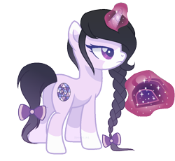 Size: 1000x919 | Tagged: safe, artist:zoruatini, oc, oc only, oc:treasured orchid, pony, unicorn, base used, bow, braid, female, hair bow, mare, purse, simple background, solo, tail bow, transparent background