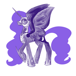 Size: 1250x1250 | Tagged: safe, artist:lunar-march, nightmare moon, simple background, solo, spread wings