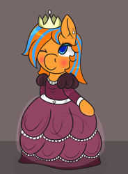 Size: 736x1000 | Tagged: safe, artist:lazerblues, oc, oc only, oc:cold front, pony, clothes, crossdressing, crown, dress, jewelry, male, regalia, stallion