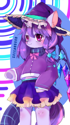 Size: 1080x1920 | Tagged: safe, artist:nitrogenowo, oc, oc only, pony, semi-anthro, unicorn, clothes, female, hat, looking at you, mare, solo, witch