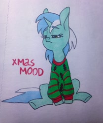 Size: 1069x1280 | Tagged: safe, artist:theorderofalisikus, lyra heartstrings, pony, unicorn, christmas, christmas sweater, clothes, solo, sweater, traditional art