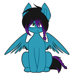 Size: 1307x1340 | Tagged: safe, artist:despotshy, oc, oc only, oc:despy, pegasus, pony, female, heterochromia, mare, simple background, sitting, solo, transparent background