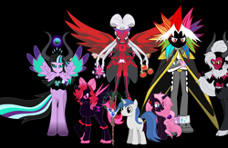 Size: 4578x2978 | Tagged: safe, artist:dashiemlpfim, lady tirek, oc, oc only, oc:dark chan, oc:dark tara strong, oc:omega brony, oc:princess dark matter, oc:twivine sparkle, pony creator, absurd resolution, alternate timeline, donut steel, rule 63, staff, staff of sameness