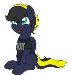 Size: 1280x1360 | Tagged: safe, artist:fluttair, oc, oc only, oc:thunderbolt, chest fluff, clothes, looking up, shirt, solo, tongue out