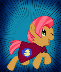 Size: 1410x1660 | Tagged: safe, artist:silversthreads, babs seed, earth pony, pony, cape, clothes, cmc cape, solo