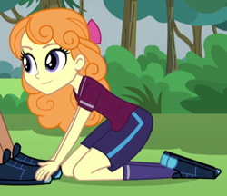 Size: 368x318 | Tagged: safe, screencap, carlos thunderbolt, orange sherbette, equestria girls, pinkie spy (short), background human, cropped, solo focus