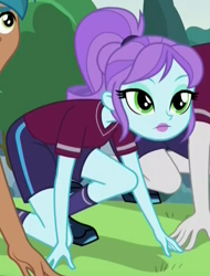 Size: 452x596 | Tagged: safe, screencap, carlos thunderbolt, crystal lullaby, track starr, equestria girls, pinkie spy (short), cropped, solo focus