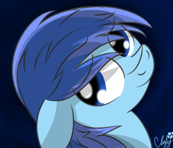 Size: 3500x3000 | Tagged: safe, artist:cloufy, oc, oc only, oc:cloufy, pony, head tilt, looking back, smiling, solo