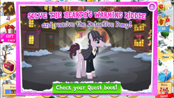 Size: 1334x750 | Tagged: safe, screencap, pony, crack is cheaper, detective pony, gameloft, ios, iphone, sherlock holmes, solo