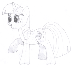 Size: 1300x1200 | Tagged: safe, artist:aafh, twilight sparkle, pony, unicorn, monochrome, solo, traditional art