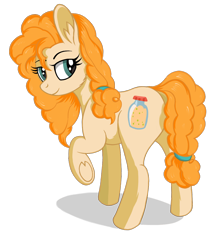 Size: 1000x1200 | Tagged: safe, artist:negasun, pear butter, earth pony, pony, the perfect pear, female, looking back, mare, mother, plot, raised hoof, simple background, smiling, solo, transparent background, underhoof