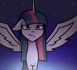 Size: 550x500 | Tagged: safe, artist:nightfall-twi, twilight sparkle, twilight sparkle (alicorn), alicorn, pony, night, night sky, solo