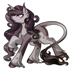 Size: 3687x3587 | Tagged: safe, artist:amazing-artsong, oc, oc only, oc:tenebris silva, classical unicorn, pony, cloven hooves, female, leonine tail, mare, simple background, solo, transparent background, unshorn fetlocks