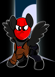 Size: 2647x3710 | Tagged: safe, artist:moonlightfan, pegasus, pony, batman, crossover, dc comics, male, red hood, solo, stallion