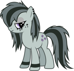 Size: 6000x5776 | Tagged: safe, artist:slb94, marble pie, earth pony, pony, absurd resolution, armband, ear piercing, emo, frown, lidded eyes, messy mane, piercing, punk, simple background, solo, transparent background