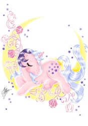 Size: 397x567 | Tagged: safe, artist:marco albiero, twilight, unicorn, g1, bow, moon, solo, tail bow