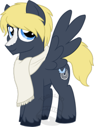 Size: 517x700 | Tagged: safe, artist:tambelon, oc, oc only, oc:jet stream, pegasus, pony, clothes, male, scarf, solo, stallion