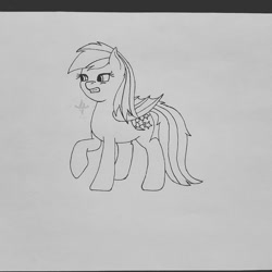 Size: 1060x1060 | Tagged: safe, artist:nightwind-arts, oc, oc only, oc:nightwind, bat pony, pony, female, mare, sketch, solo, standing, traditional art