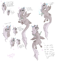 Size: 3000x3000 | Tagged: safe, artist:miss-cats, oc, oc only, oc:butterfly effect, draconequus, hybrid, draconequus oc, female, grayscale, interspecies offspring, monochrome, offspring, parent:discord, parent:fluttershy, parents:discoshy, reference sheet, solo