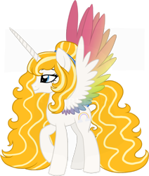 Size: 800x943 | Tagged: safe, artist:tambelon, oc, oc only, oc:iridia, alicorn, pony, alicorn oc, colored wings, colored wingtips, female, goddess, mare, multicolored wings, simple background, solo, transparent background