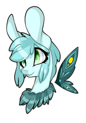 Size: 538x769 | Tagged: safe, artist:xxmissteaxx, oc, oc only, oc:fifi, mothpony, original species, bust, female, mare, portrait, simple background, solo, transparent background