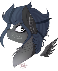 Size: 1397x1723 | Tagged: safe, artist:doux-ameri, oc, oc only, oc:kama, pegasus, pony, bust, female, floating wings, mare, portrait, simple background, solo, transparent background