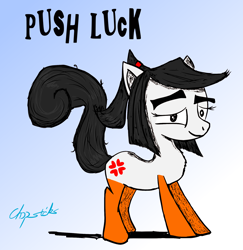 Size: 1888x1939 | Tagged: safe, artist:chopsticks, oc, oc only, oc:push luck, digital art, gradient background, solo, squirrel pony