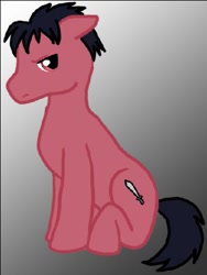 Size: 357x476 | Tagged: safe, artist:cardcaptorkatara, earth pony, pony, grumpy, kurogane, red, tsubasa reservoir chronicles