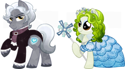 Size: 900x497 | Tagged: safe, artist:tambelon, oc, oc only, oc:peridot gleam, oc:sterling silver, crystal pony, pony, female, male, mare, stallion, the count of monte cristo, the wizard of oz