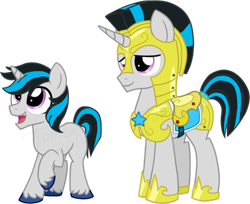 Size: 800x652 | Tagged: safe, artist:tambelon, oc, oc only, oc:kenneth, pony, unicorn, armor, colt, male, next generation, offspring, parent:good king sombra, parent:king sombra, parent:princess celestia, parents:celestibra, royal guard, simple background, solo, stallion, transparent background