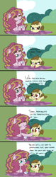 Size: 2000x6290 | Tagged: safe, artist:marukouhai, oc, oc only, oc:euli, oc:sakura, pony, absurd resolution, comic, female, filly, food, mare, offspring, parent:bulk biceps, parent:fluttershy, parents:flutterbulk, siblings, tea