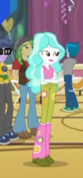 Size: 145x309 | Tagged: safe, screencap, microchips, paisley, sandalwood, thunderbass, equestria girls, friendship games, background human, boots, clothes, crossed arms, glasses, high heel boots, leg warmers, leggings, pants, shoes