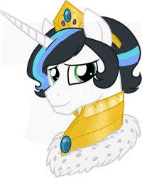 Size: 593x741 | Tagged: safe, artist:tambelon, oc, oc only, oc:prince eclipse, pony, unicorn, bust, jewelry, male, offspring, parent:good king sombra, parent:king sombra, parent:princess celestia, parents:celestibra, royalty, simple background, solo, stallion, tiara, transparent background, watermark