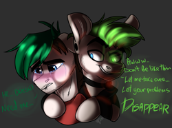 Size: 1491x1111 | Tagged: safe, artist:swoopypoolin, oc, oc only, pony, antisepticeye, crying, jacksepticeye, male, ponified, simple background, stallion, youtuber