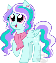 Size: 536x600 | Tagged: safe, artist:tambelon, oc, oc only, oc:frosty flurry, pegasus, pony, clothes, female, mare, piercing, scarf, solo