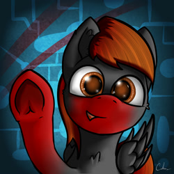 Size: 2000x2000 | Tagged: safe, artist:calena, derpibooru exclusive, oc, oc only, oc:chrisr34444, pegasus, pony, abstract background, avatar, profile, smiling, solo