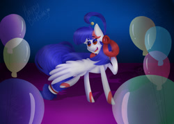 Size: 1506x1080 | Tagged: safe, artist:soundwavepie, oc, oc only, pegasus, pony, balloon, solo