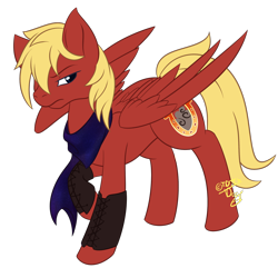 Size: 1178x1134 | Tagged: safe, artist:dogi-crimson, oc, oc only, oc:ruby rhythm, pegasus, pony, clothes, cutie mark, female, mare, scarf, solo