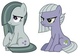 Size: 2616x1813 | Tagged: safe, artist:sketchmcreations, limestone pie, marble pie, pony, rock solid friendship, raised hoof, simple background, sitting, transparent background, vector