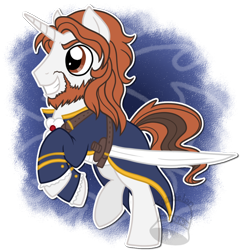 Size: 800x827 | Tagged: safe, artist:tambelon, oc, oc only, oc:admiral equington, pony, unicorn, facial hair, goatee, male, solo, stallion, sword, weapon