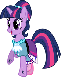 Size: 796x1004 | Tagged: safe, artist:meganlovesangrybirds, twilight sparkle, pony, unicorn, friendship through the ages, 50s, alternate hairstyle, clothes, female, mare, solo, wrong aspect ratio