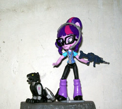 Size: 956x850 | Tagged: safe, twilight sparkle, equestria girls, crossover, doll, equestria girls minis, eqventures of the minis, gat-22 30mm heavy machine gun, irl, photo, ravage, toy, transformers